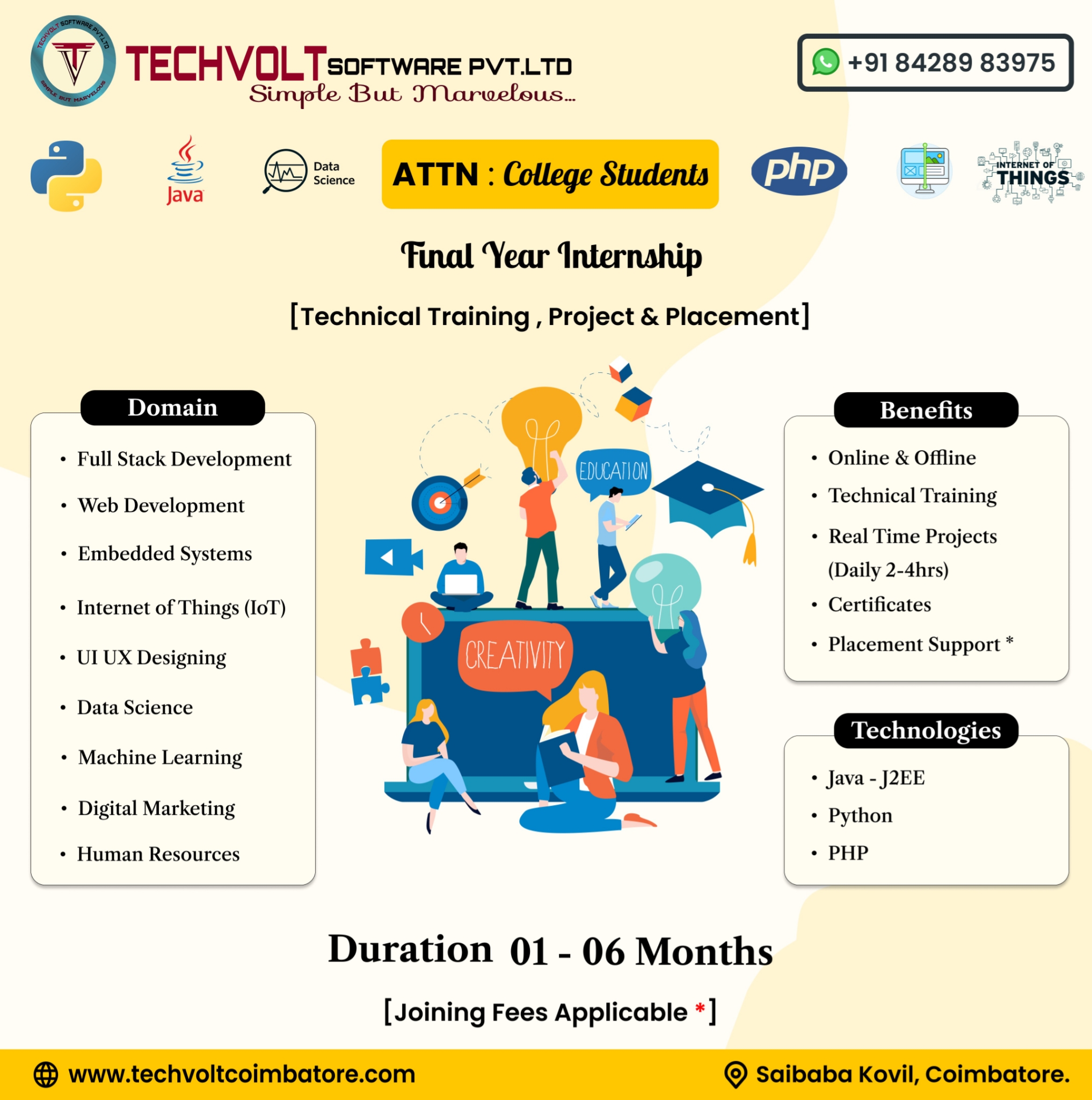 Machine Learning | Engineering Students (CSE, ECE, EEE, IT) | Techvolt Placement | Coimbatore